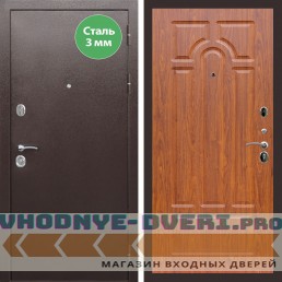 Входная дверь REX (Рекс) 5 металл 3мм медный антик ФЛ-58 Мореная береза