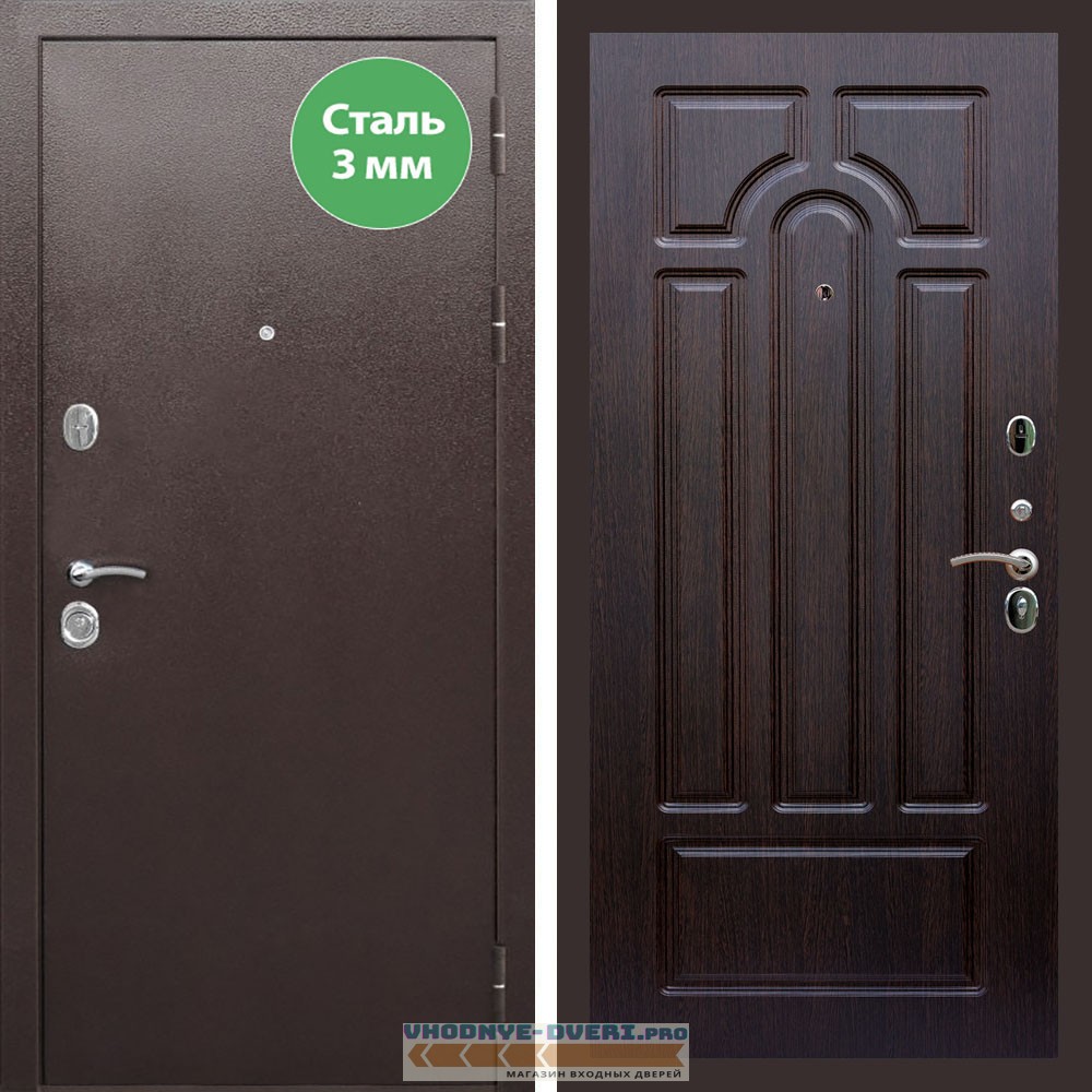 Входная дверь REX (Рекс) 5 металл 3мм медный антик ФЛ-58 Венге