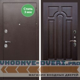 Входная дверь REX (Рекс) 5 металл 3мм медный антик ФЛ-58 Венге