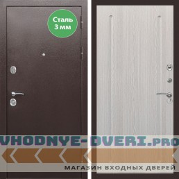 Входная дверь REX (Рекс) 5 металл 3мм медный антик ФЛ-68 Беленый дуб