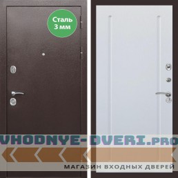 Входная дверь REX (Рекс) 5 металл 3мм медный антик ФЛ-68 Белый ясень