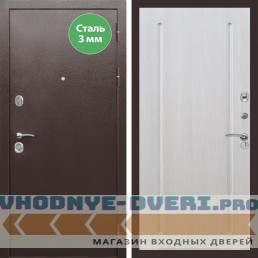 Входная дверь REX (Рекс) 5 металл 3мм медный антик ФЛ-68 Лиственница бежевая