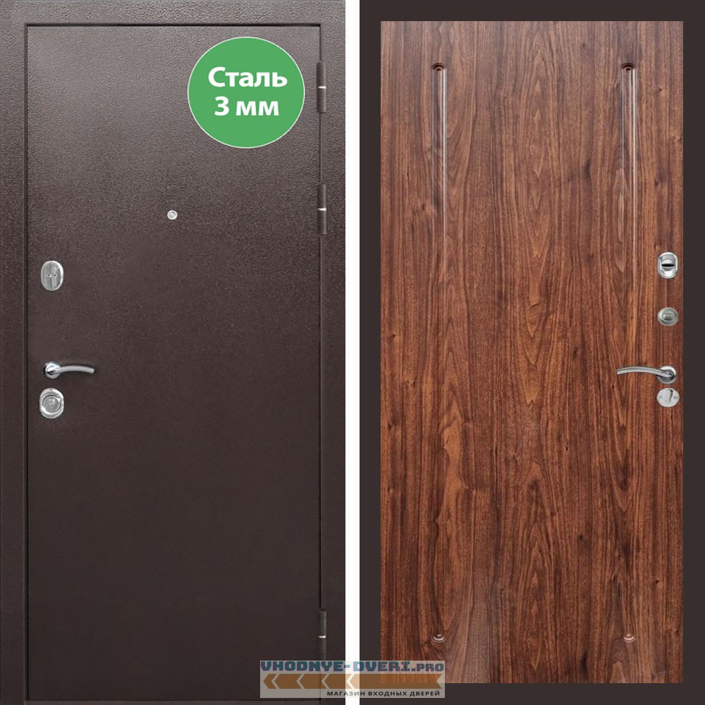 Входная дверь REX (Рекс) 5 металл 3мм медный антик ФЛ-68 Мореная береза