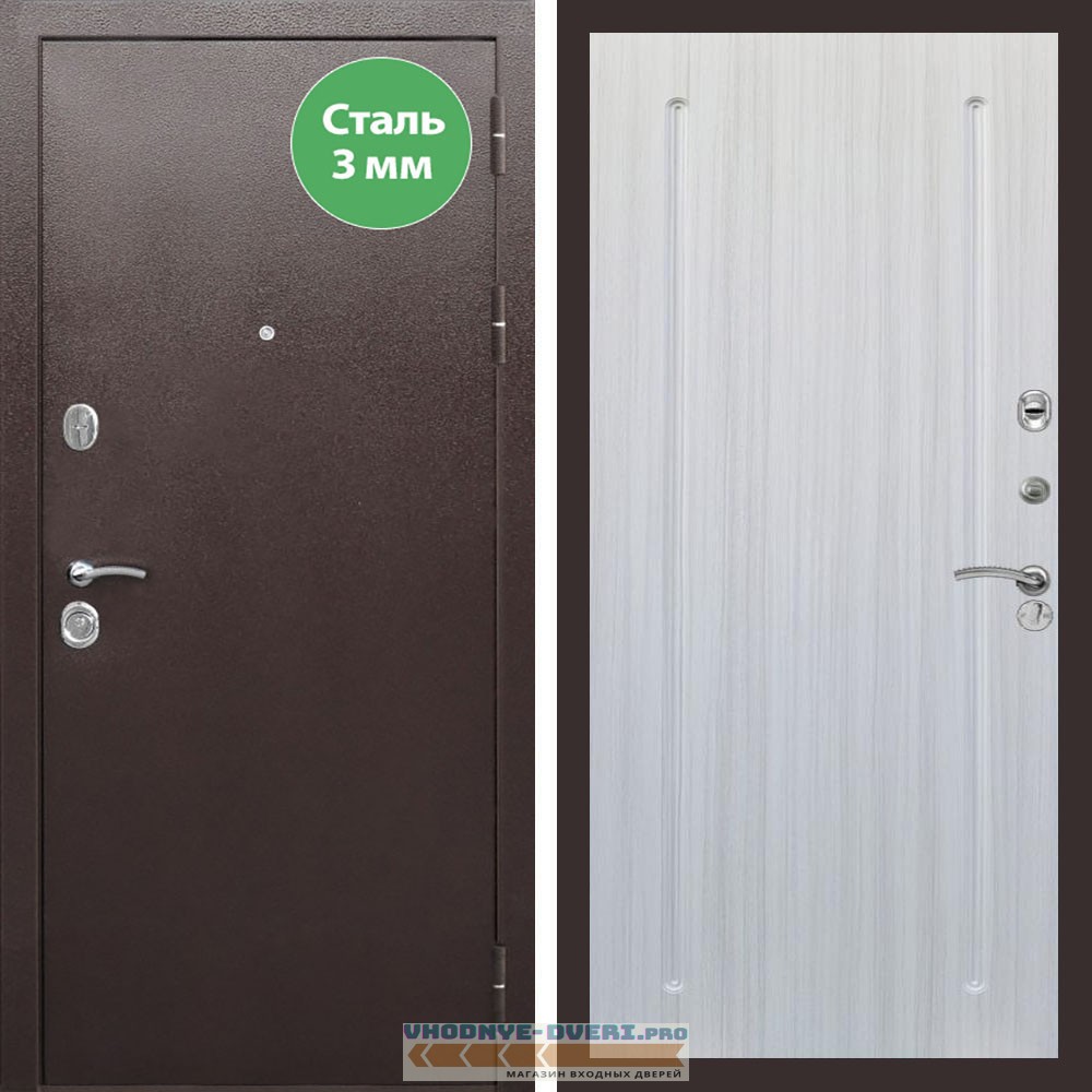 Входная дверь REX (Рекс) 5 металл 3мм медный антик ФЛ-68 Сандал светлый