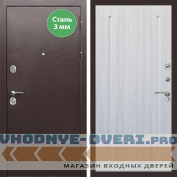 Входная дверь REX (Рекс) 5 металл 3мм медный антик ФЛ-68 Сандал светлый