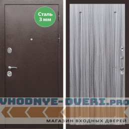 Входная дверь REX (Рекс) 5 металл 3мм медный антик ФЛ-68 Сандал серый