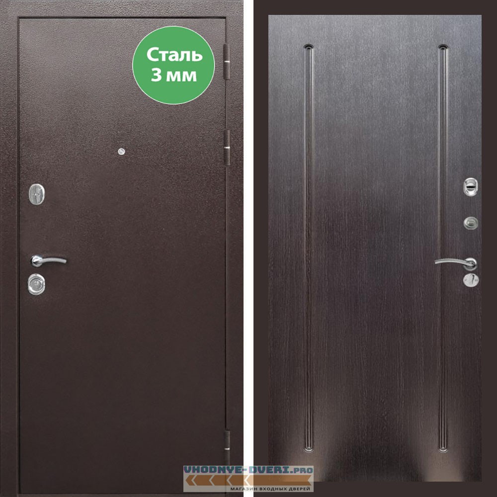 Входная дверь REX (Рекс) 5 металл 3мм медный антик ФЛ-68 Венге