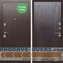 Входная дверь REX (Рекс) 5 металл 3мм медный антик ФЛ-68 Венге