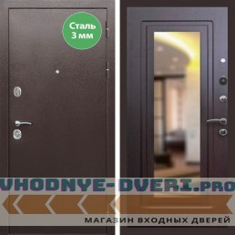 Входная дверь REX (Рекс) 5 металл 3мм медный антик ФЛЗ-120 венге