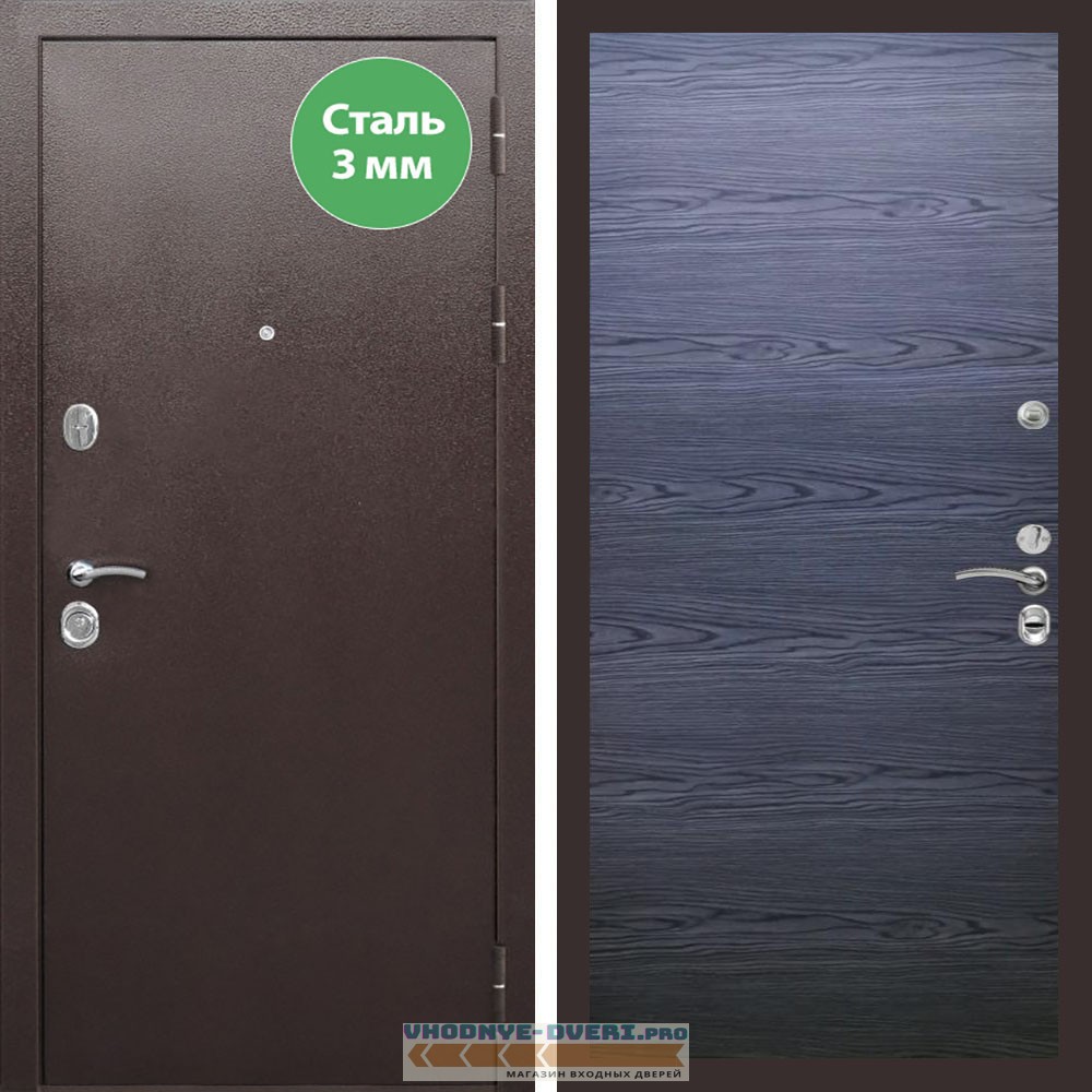 Входная дверь REX (Рекс) 5 металл 3мм медный антик Гладкая дуб тангент