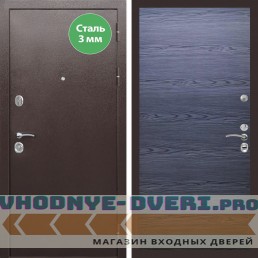 Входная дверь REX (Рекс) 5 металл 3мм медный антик Гладкая дуб тангент