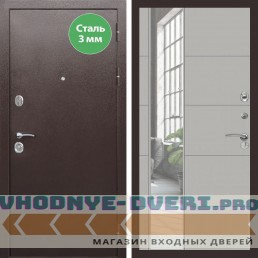 Входная дверь REX (Рекс) 5 металл 3мм медный антик ЛФЛС-19 Грей софт