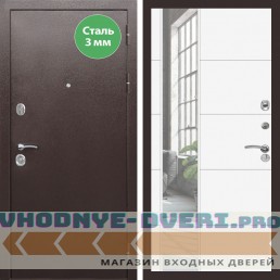 Входная дверь REX (Рекс) 5 металл 3мм медный антик ЛФЛС-19 Белый матовый