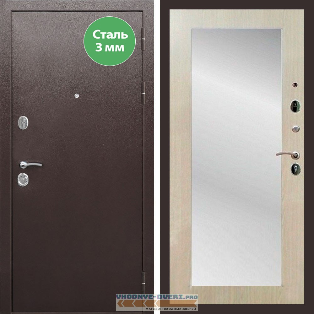 Входная дверь REX (Рекс) 5 металл 3мм медный антик пастораль беленый дуб