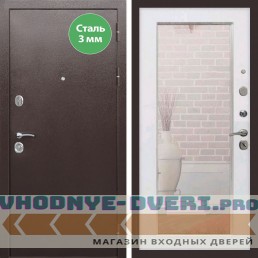 Входная дверь REX (Рекс) 5 металл 3мм медный антик пастораль белый ясень