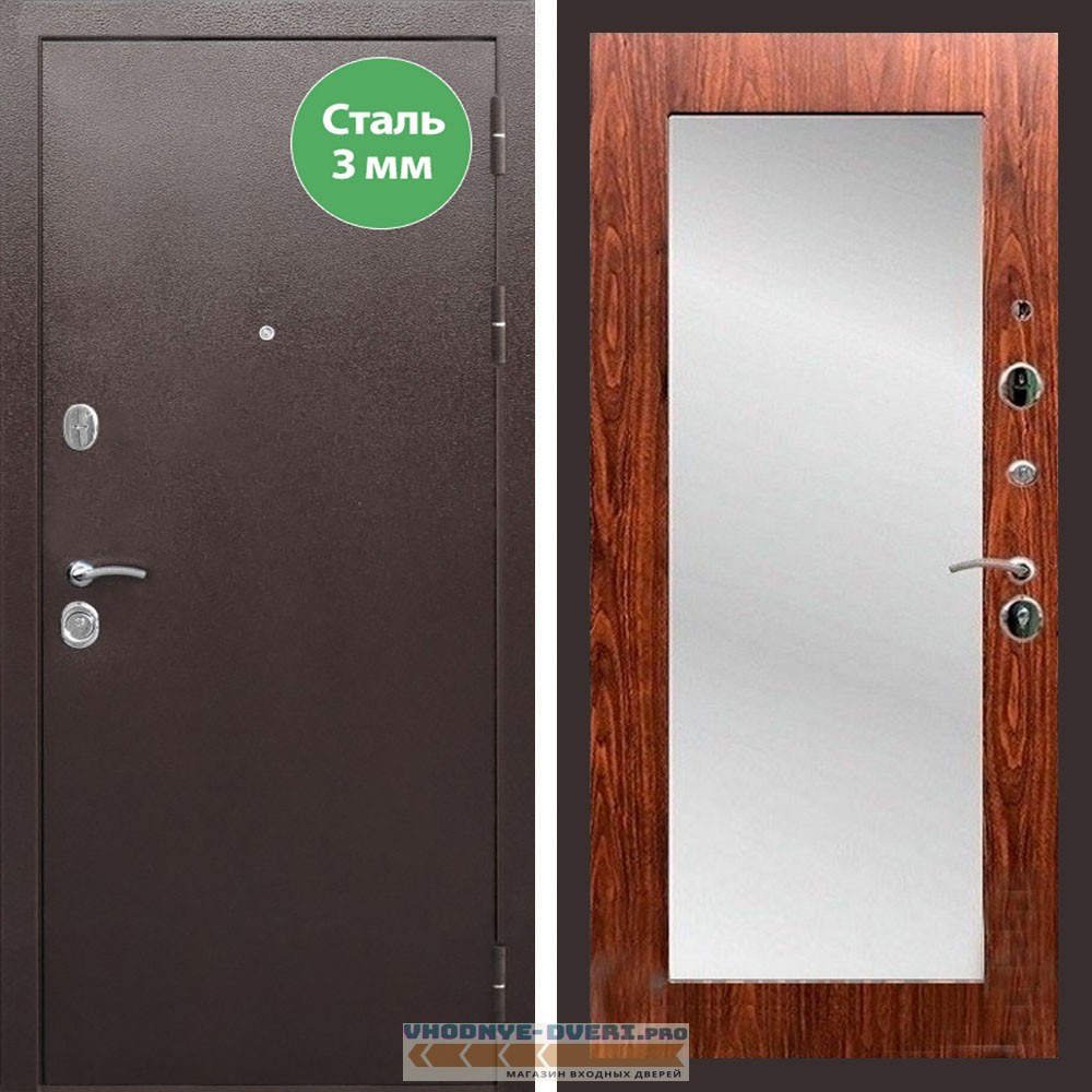 Входная дверь REX (Рекс) 5 металл 3мм медный антик пастораль мореная береза