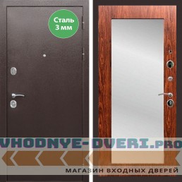 Входная дверь REX (Рекс) 5 металл 3мм медный антик пастораль мореная береза