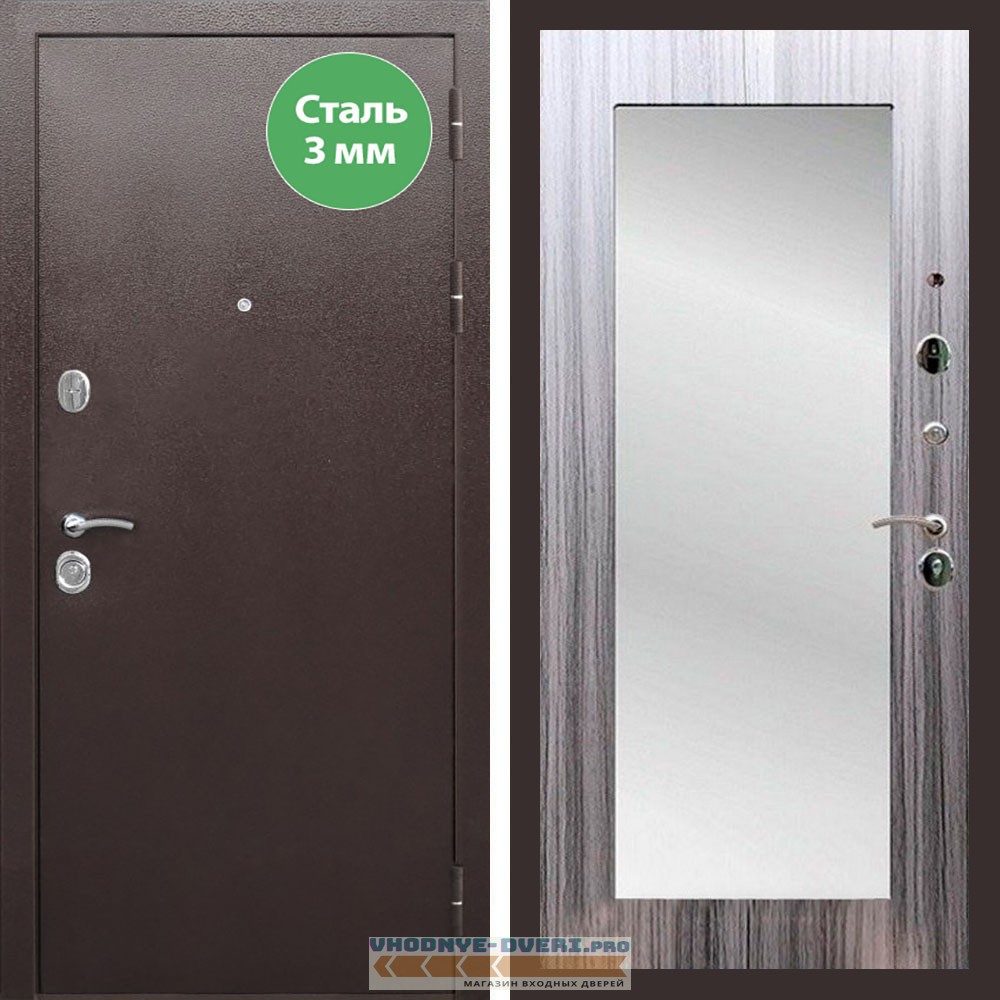 Входная дверь REX (Рекс) 5 металл 3мм медный антик пастораль сандал серый