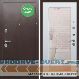 Входная дверь REX (Рекс) 5 металл 3мм медный антик пастораль белый матовый