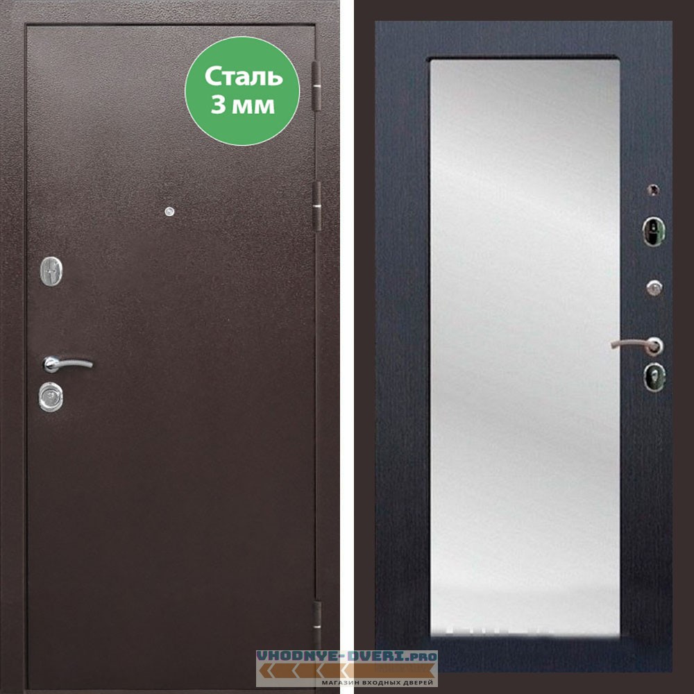 Входная дверь REX (Рекс) 5 металл 3мм медный антик пастораль венге