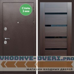 Входная дверь REX (Рекс) 5 металл 3мм медный антик сб-14 эковенге черное стекло