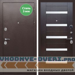 Входная дверь REX (Рекс) 5 металл 3мм медный антик сб-14 венге белое стекло