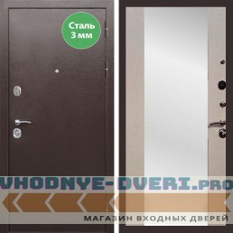 Входная дверь REX (Рекс) 5 металл 3мм медный антик сб-16 лиственница бежевая