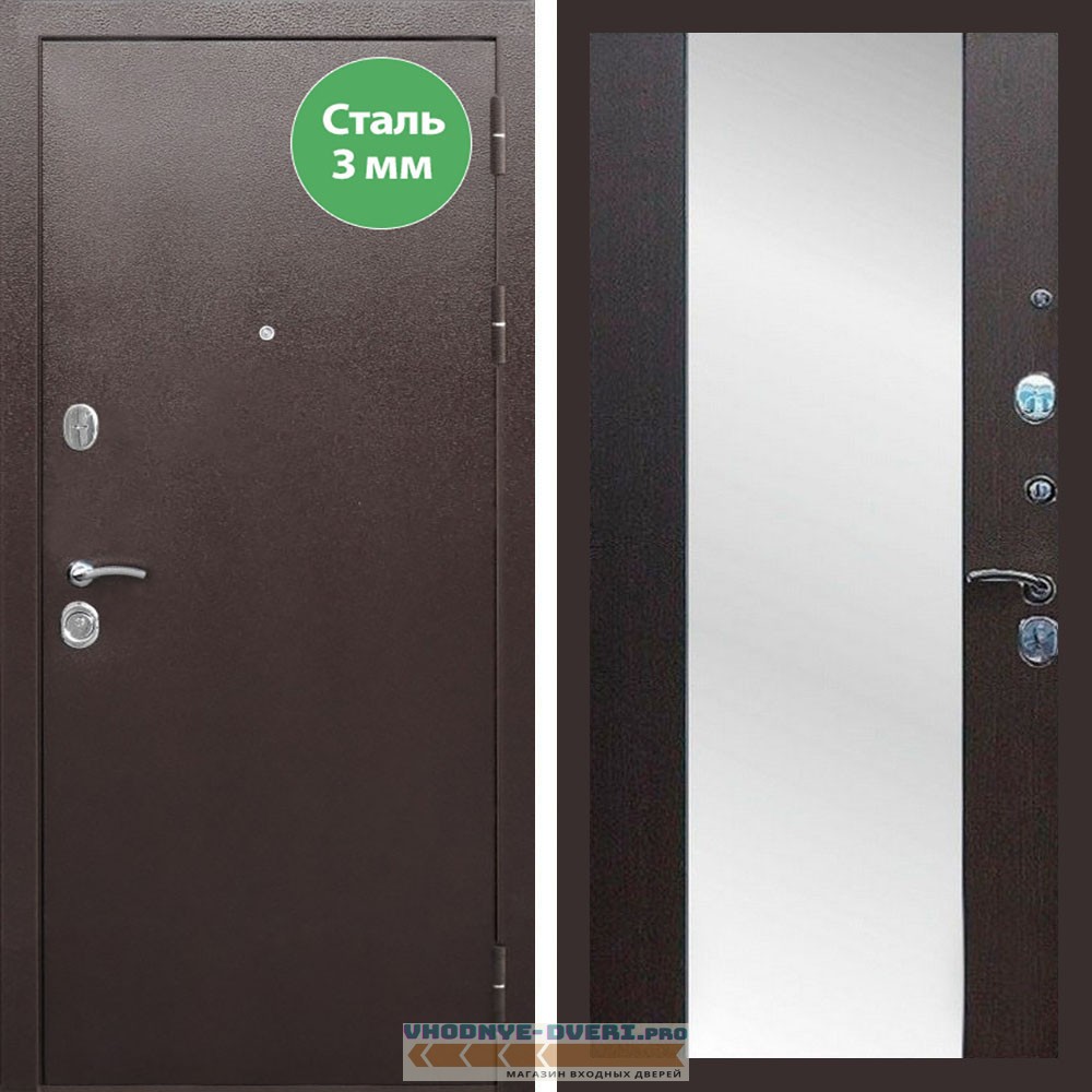 Входная дверь REX (Рекс) 5 металл 3мм медный антик сб-16 венге
