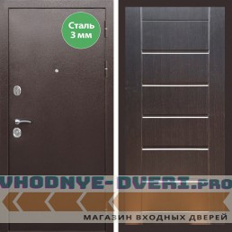 Входная дверь REX (Рекс) 5 металл 3мм медный антик сити 16 мм венге