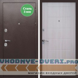 Входная дверь REX (Рекс) 5 металл 3мм медный антик сити 6 мм сандал светлый