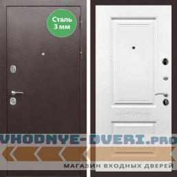 Входная дверь REX (Рекс) 5 металл 3мм медный антик смальта 04 белый матовый
