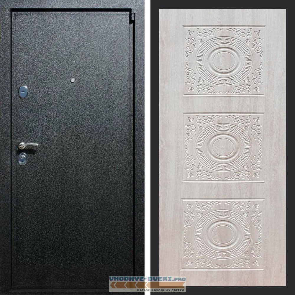 Входная дверь REX (Рекс) 3 Черный крокодил д-18 сосна белая