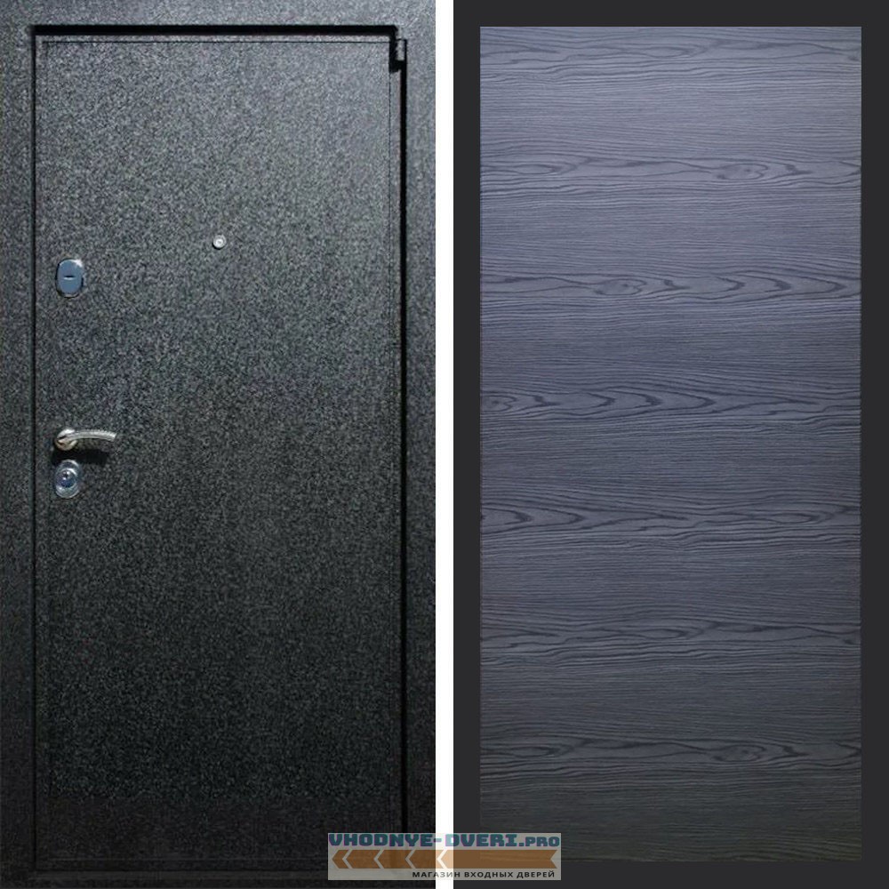 Входная дверь REX (Рекс) 3 Черный крокодил дуб тангент черный горизонт софт