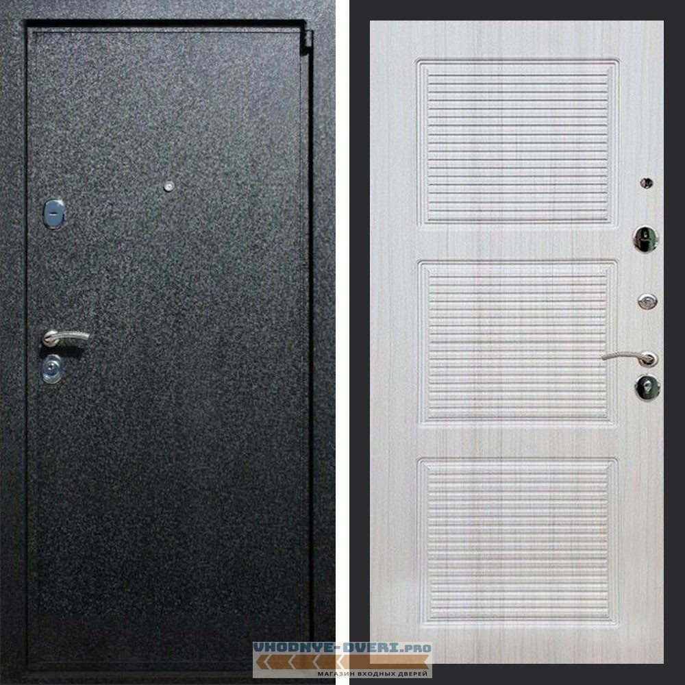 Входная дверь REX (Рекс) 3 Черный крокодил ФЛ-1 Сандал светлый