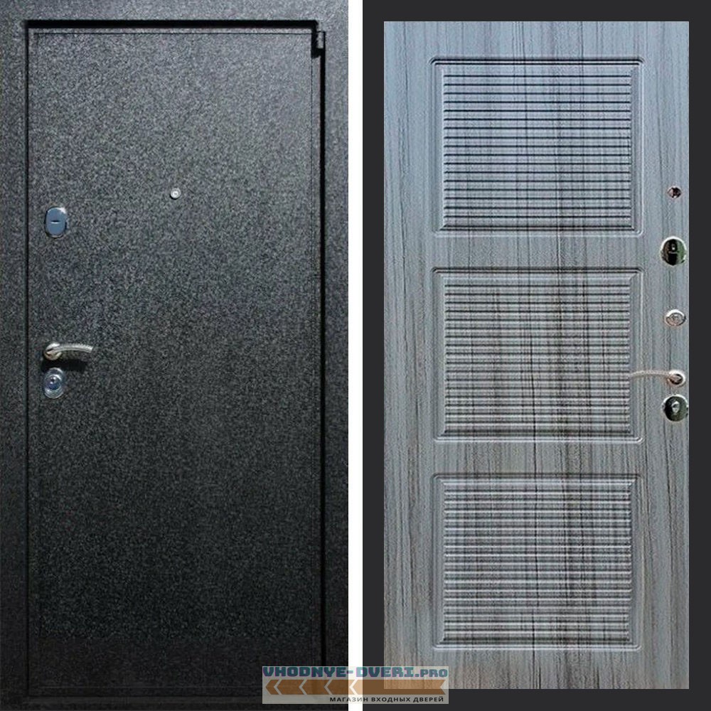 Входная дверь REX (Рекс) 3 Черный крокодил ФЛ-1 сандал серый