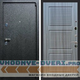 Входная дверь REX (Рекс) 3 Черный крокодил ФЛ-1 сандал серый