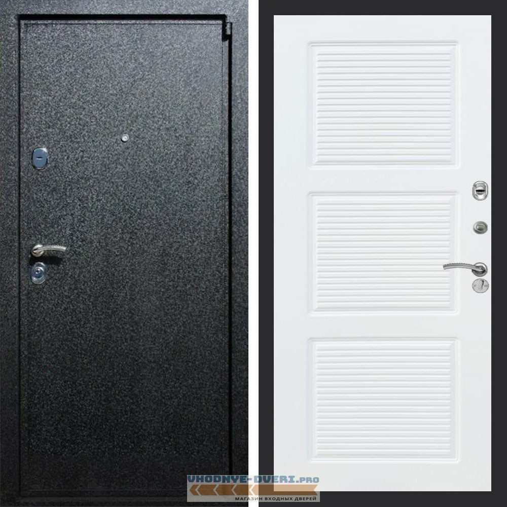 Входная дверь REX (Рекс) 3 Черный крокодил ФЛ-1 белый матовый