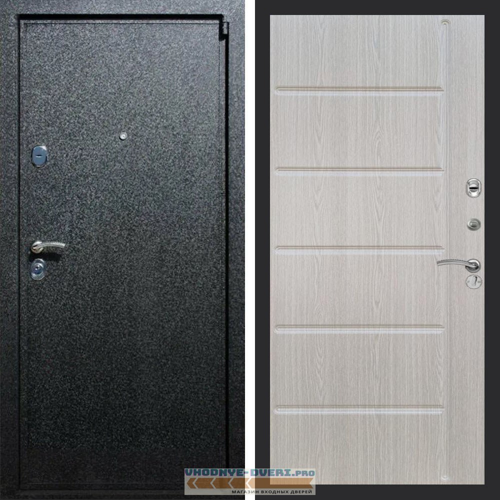 Входная дверь REX (Рекс) 3 Черный крокодил ФЛ-123 Беленый дуб