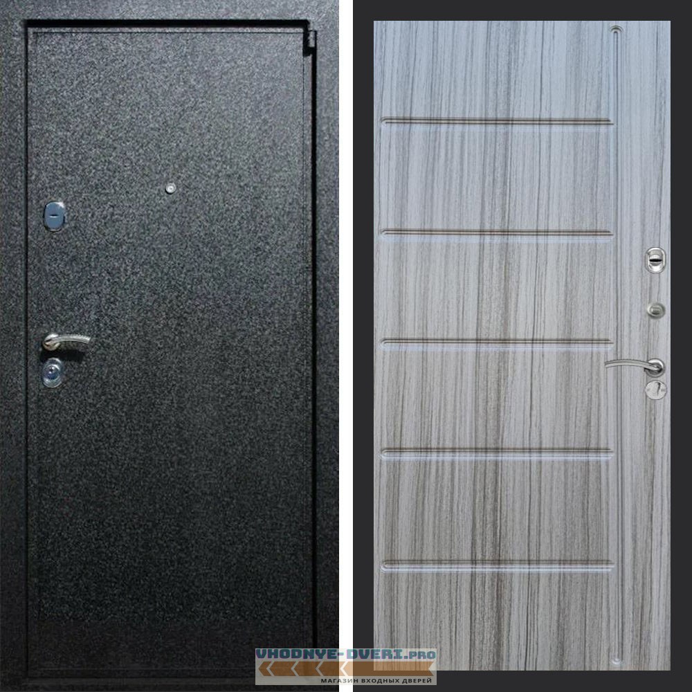 Входная дверь REX (Рекс) 3 Черный крокодил ФЛ-102 Сандал серый