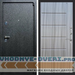 Входная дверь REX (Рекс) 3 Черный крокодил ФЛ-102 Сандал серый