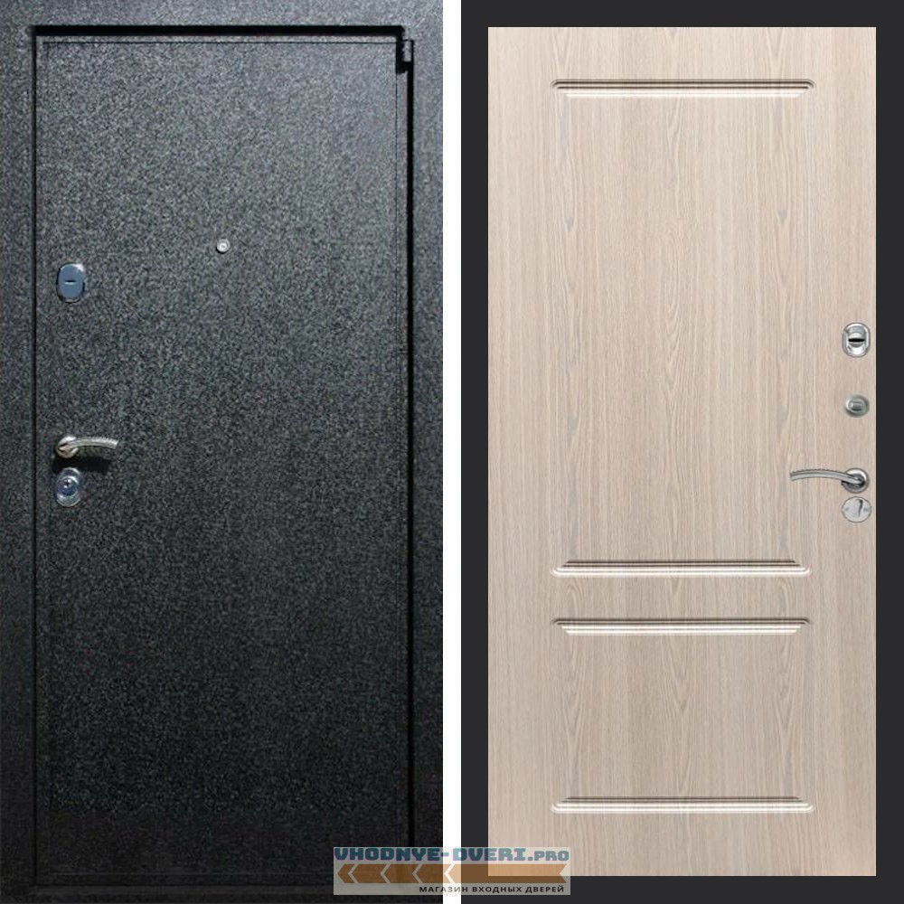 Входная дверь REX (Рекс) 3 Черный крокодил ФЛ-117 беленый дуб