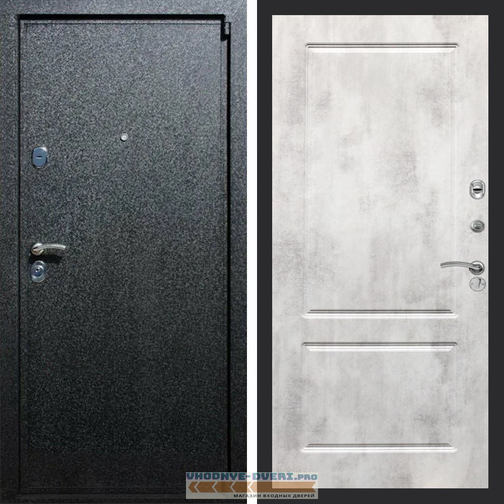 Входная дверь REX (Рекс) 3 Черный крокодил ФЛ-117 бетон светлый