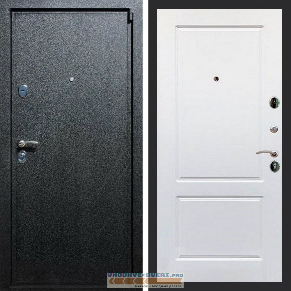 Входная дверь REX (Рекс) 3 Черный крокодил ФЛ-117 белый матовый