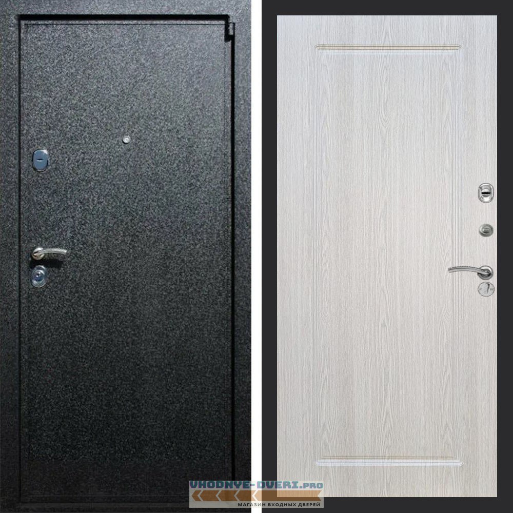 Входная дверь REX (Рекс) 3 Черный крокодил ФЛ-119 Беленый дуб