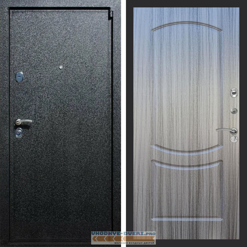 Входная дверь REX (Рекс) 3 Черный крокодил ФЛ-123 Сандал серый