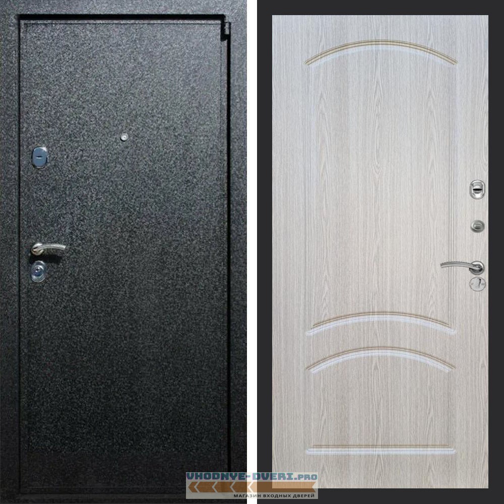 Входная дверь REX (Рекс) 3 Черный крокодил ФЛ-126 Беленый дуб