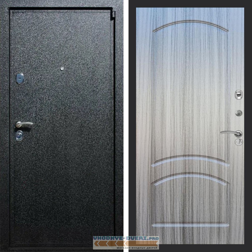 Входная дверь REX (Рекс) 3 Черный крокодил ФЛ-126 Сандал серый