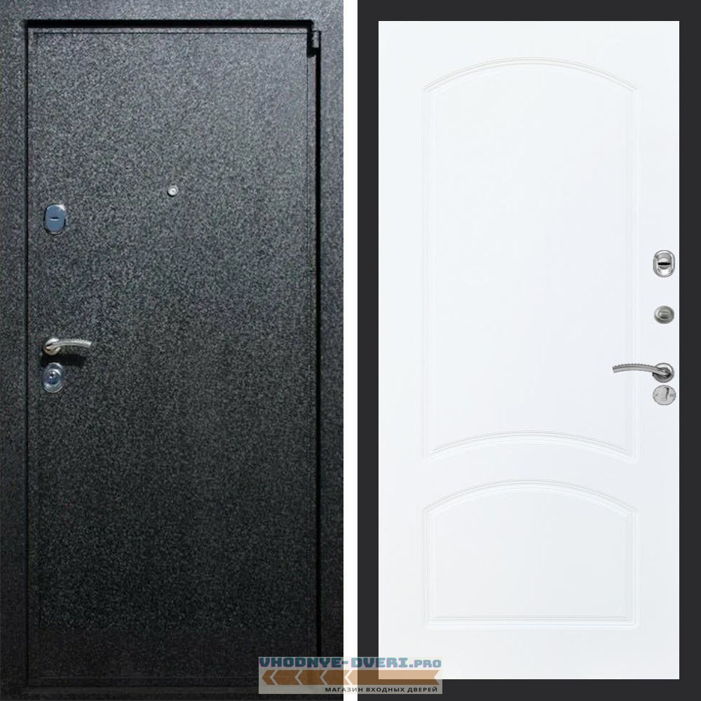 Входная дверь REX (Рекс) 3 Черный крокодил ФЛ-126 Белый матовый