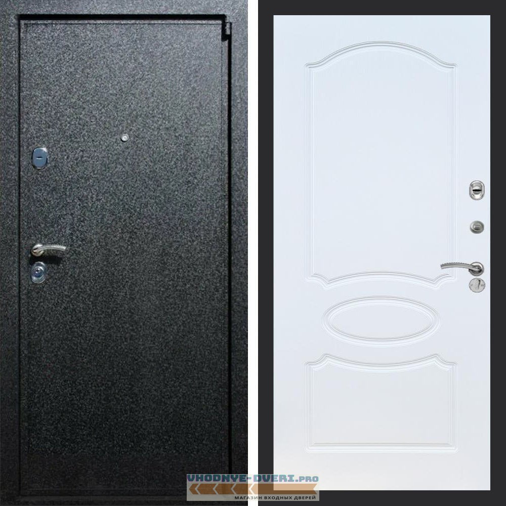 Входная дверь REX (Рекс) 3 Черный крокодил ФЛ-128 белый ясень