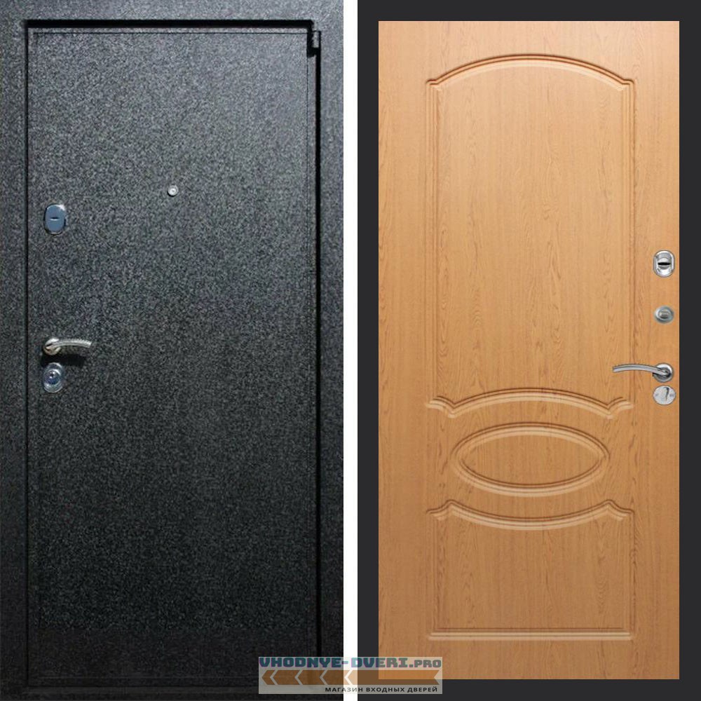 Входная дверь REX (Рекс) 3 Черный крокодил ФЛ-128 Дуб светлый